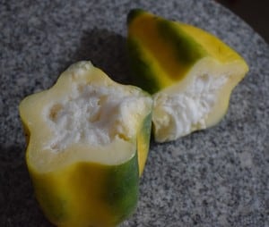 Babaco fruit ecuador cut in half